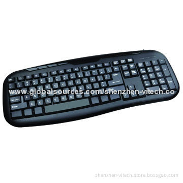 2.4GHz Black Wired Multimedia Keyboard with 114 Standard Keys, Popular and Perfect Design